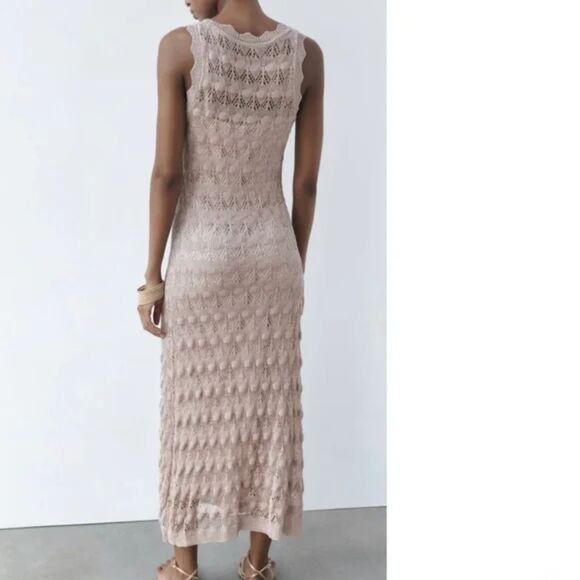 ZARA CROCHET METALLIC THREAD KNIT DRESS LIMITED EDITION - Picture 9 of 14